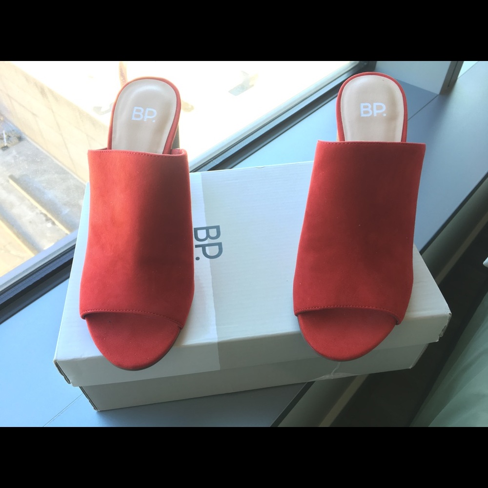 Brand New! BP. Vibrant RED mules